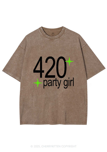 Stoned Party Girl Y2K Shirts Washed Tee Cherrykitten