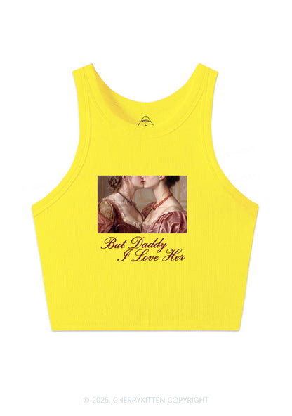 But Daddy I Love Her Lesbian Pride Y2K Crop Tank Top Cherrykitten