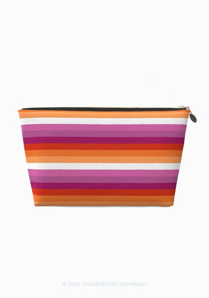 Lesbian Stripes Pride Y2K Makeup Bag Cherrykitten