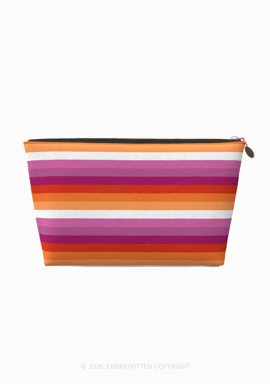 Lesbian Stripes Pride Y2K Makeup Bag Cherrykitten