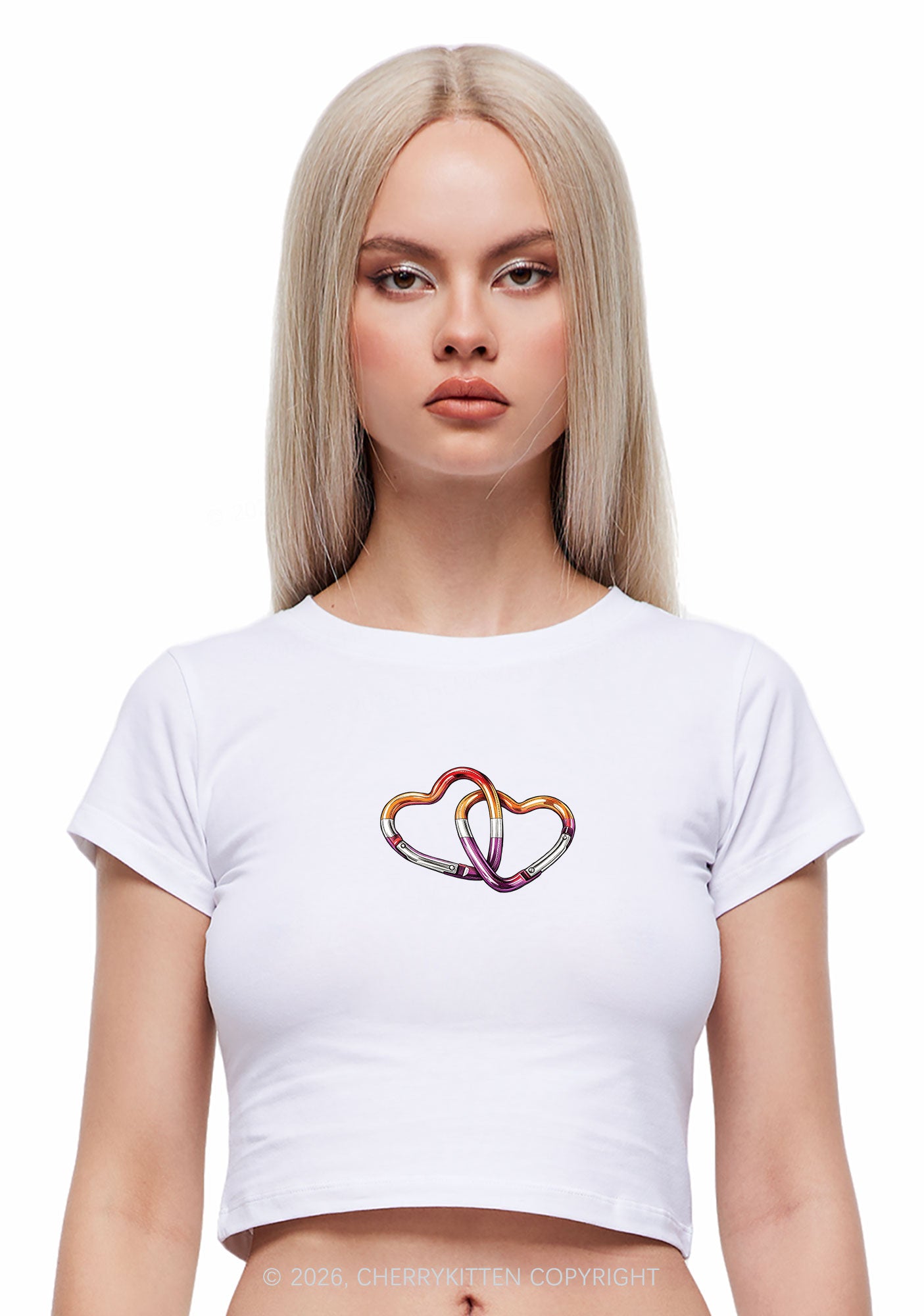 Carabiner Hearts Pride Y2K Baby Tee Cherrykitten