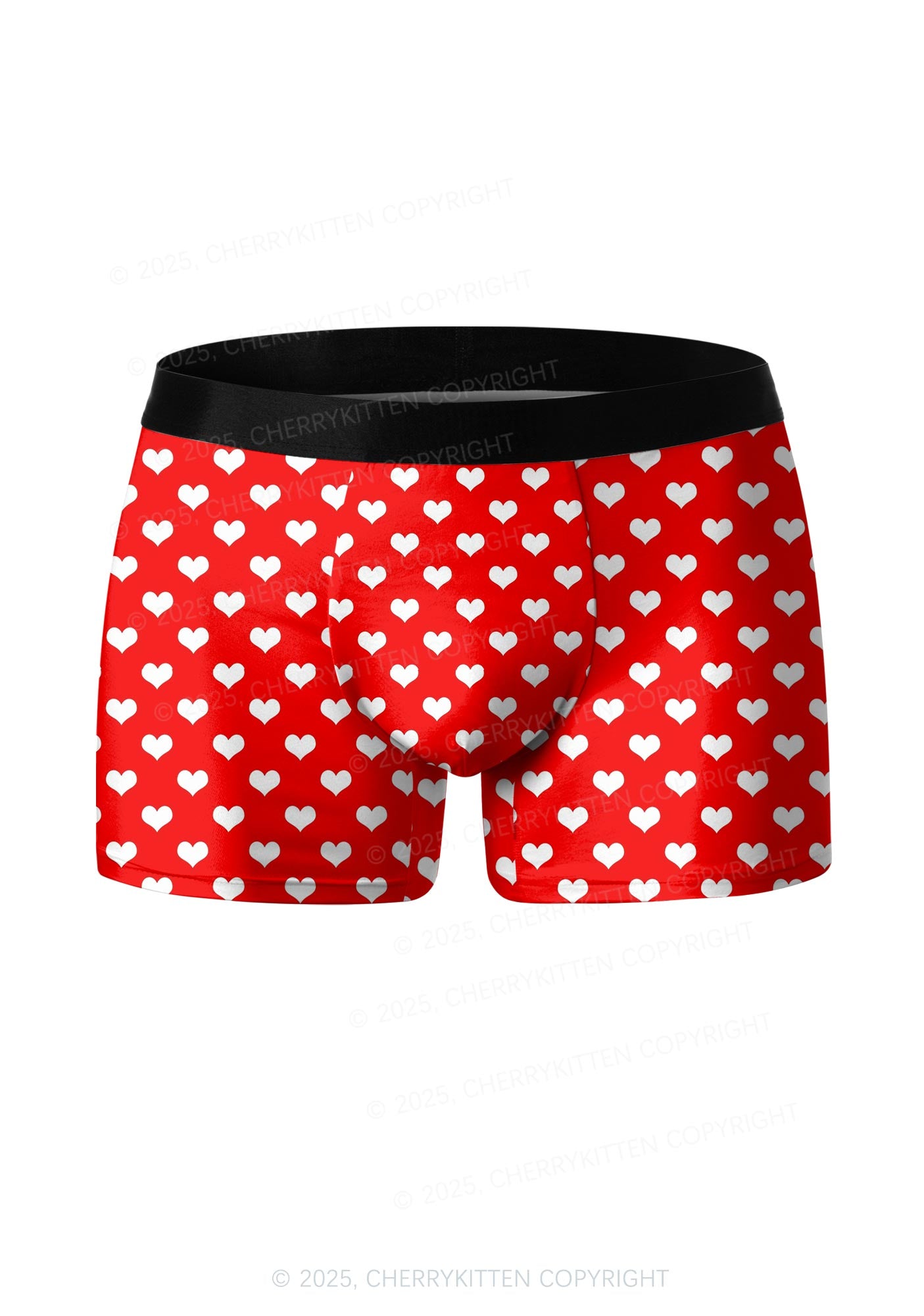 White Heart On Red Valentine's Day Y2K Print Couples Boxer Thong Set Cherrykitten