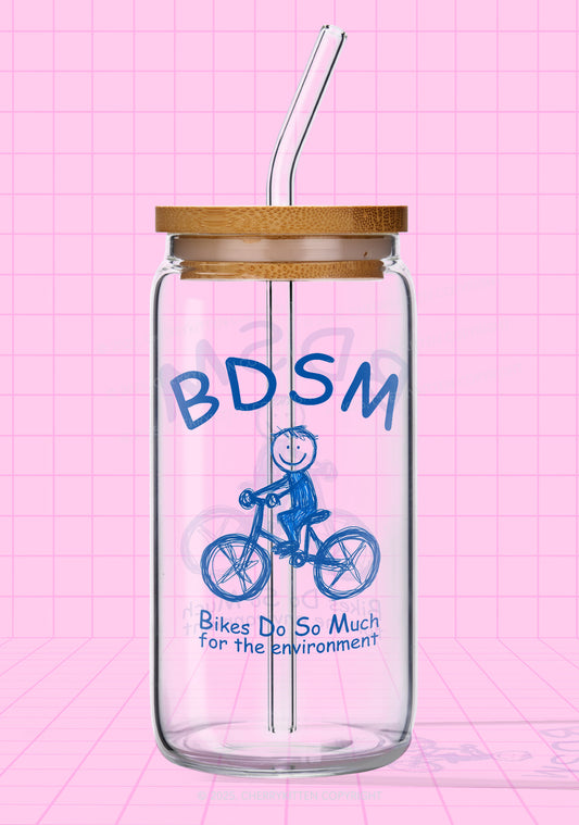 Bikes Do Much Environment Y2K Printed Glass Cup Cherrykitten