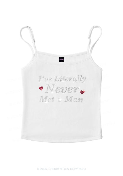 Rhinestone Never Met A Man Pride Y2K Spaghetti Strap Cami Cherrykitten