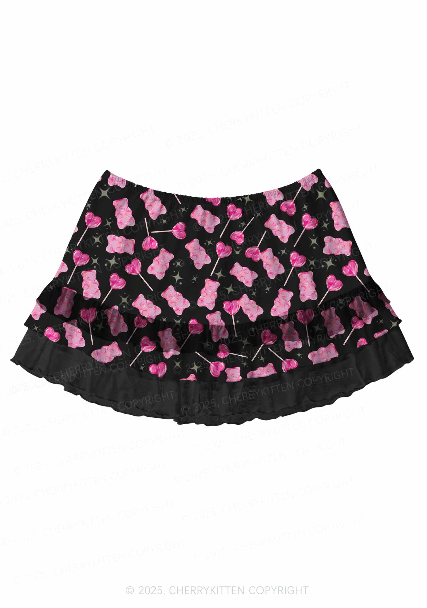 Lollipops Gummies Valentine's Day Y2K Print Mini Layered Skirt Cherrykitten