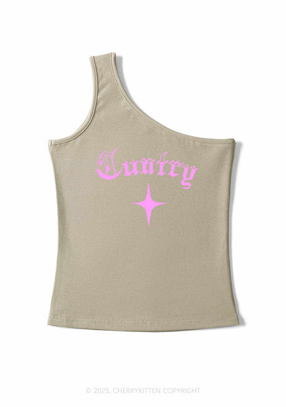 Cuntry Y2K One Shoulder Tank Top Cherrykitten