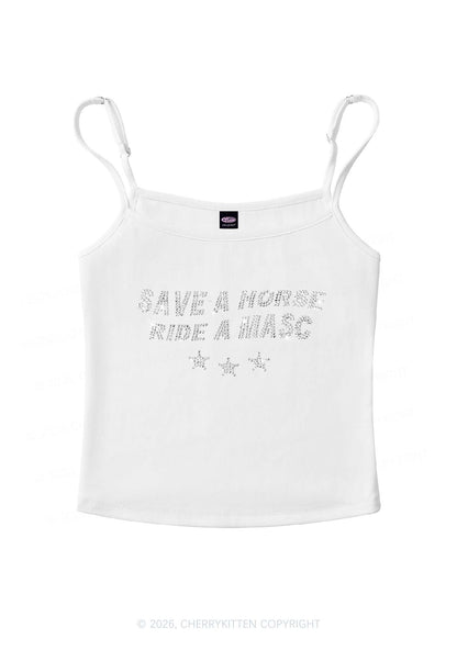 Rhinestone Ride A Masc Pride Y2K Spaghetti Strap Cami Cherrykitten