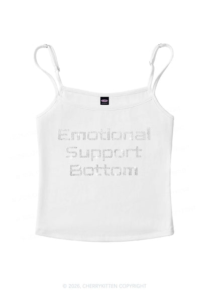Rhinestone Emotional Support Bottom Pride Y2K Spaghetti Strap Cami Cherrykitten
