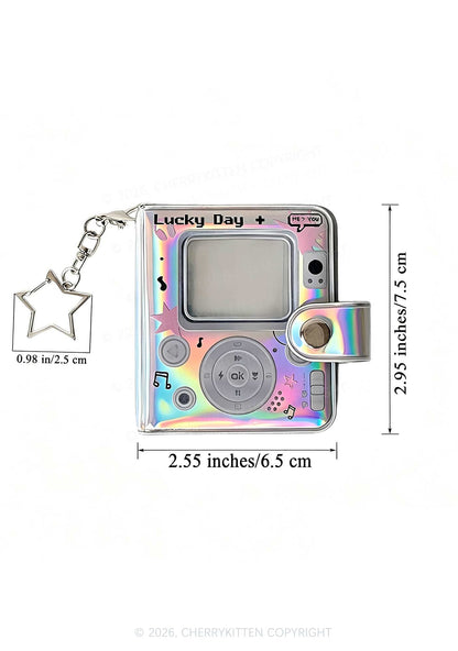 Laser Silver Y2K Photocard Binder Bag With Star Keychain Cherrykitten