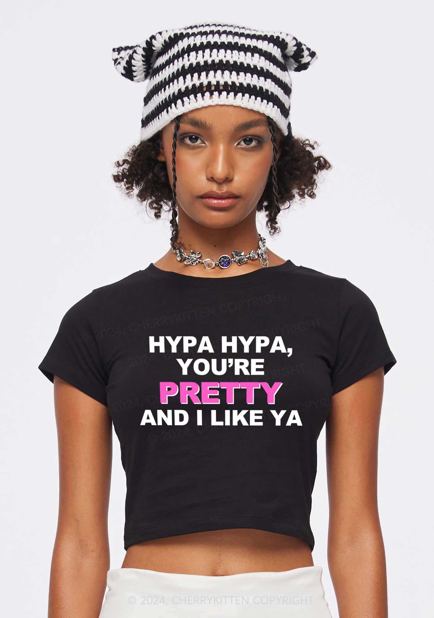 Hypa You Are Pretty Y2K Baby Tee Cherrykitten