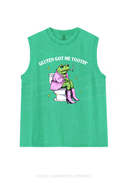 Gluten Got Me Tootin Y2K Washed Muscle Tank Cherrykitten