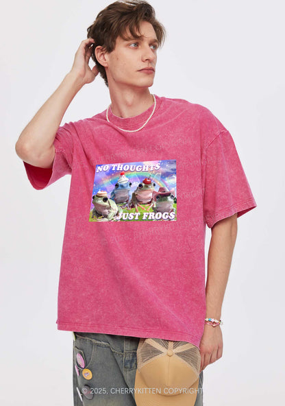 No Thoughts Just Frogs Y2K Shirts Washed Tee Cherrykitten