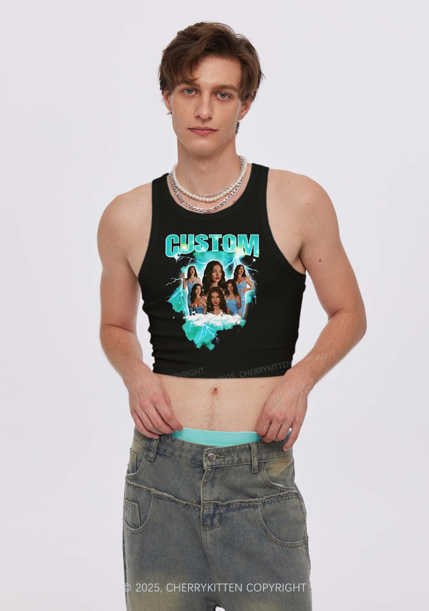 Custom Photo Storm Art Y2K Crop Tank Top Cherrykitten