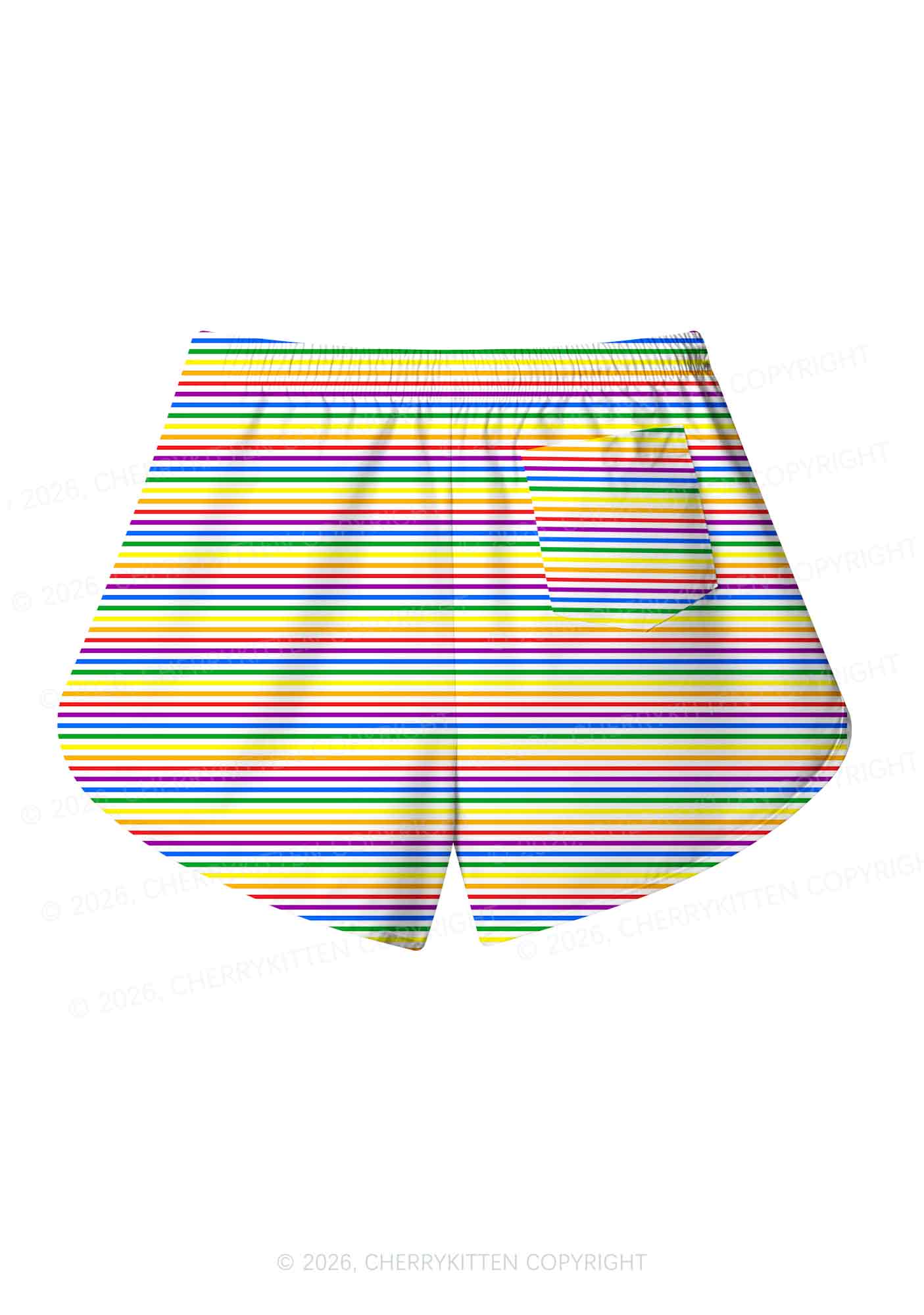Rainbow Stripes Pride Y2K Print Men Beach Shorts Cherrykitten