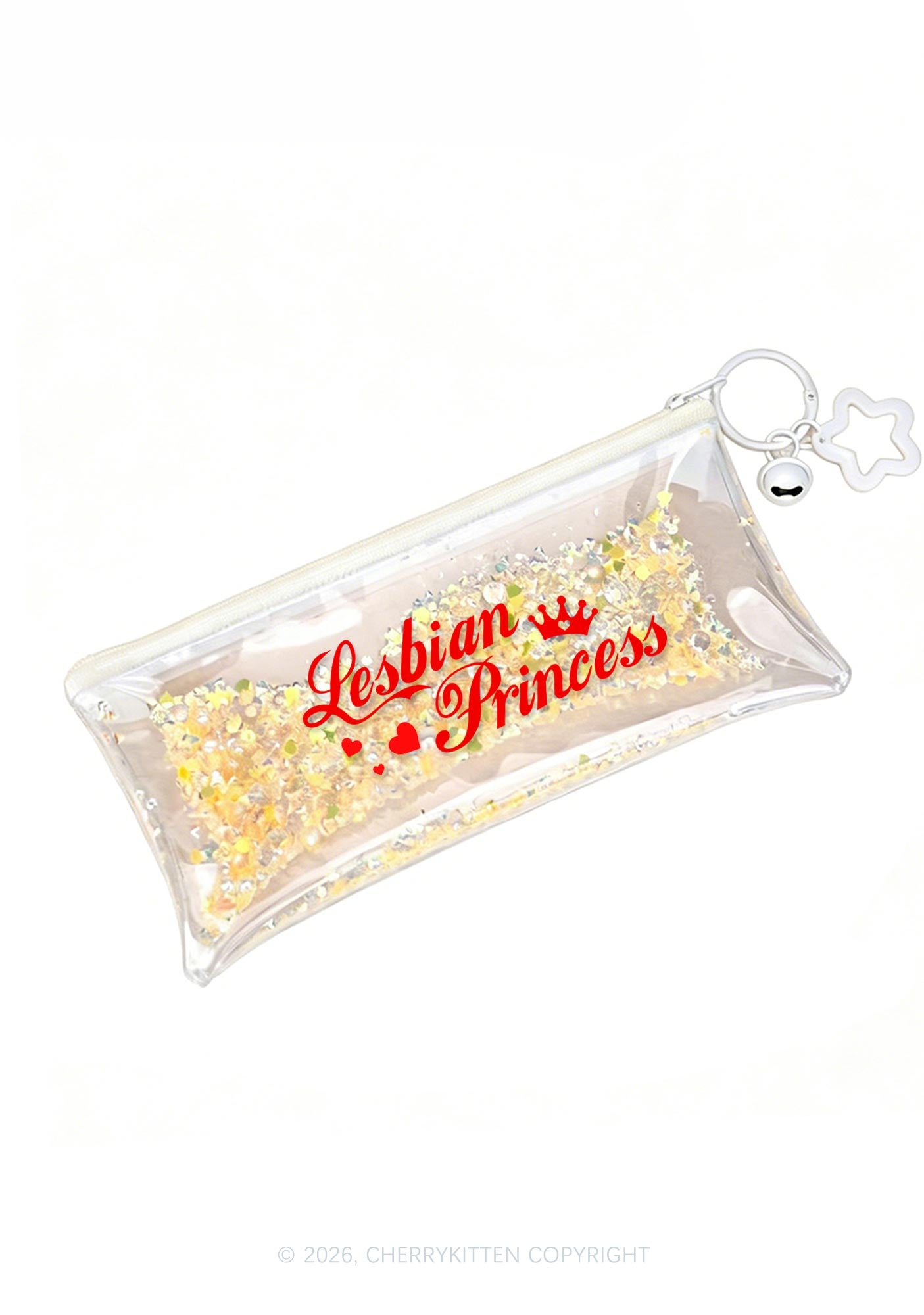 Lesbian Princess Pride Y2K Quicksand Transparent Pencil Pouch Cherrykitten