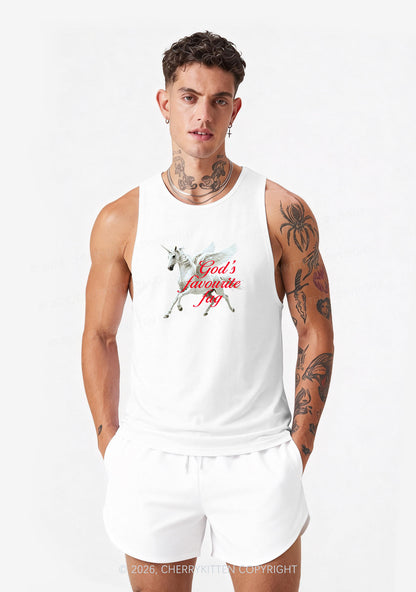 Gods Favourite Fag Pride Y2K Men Racerback Tank Top Cherrykitten