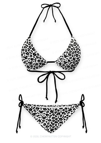 Black White Leopard Y2K Print Bikini Set Cherrykitten