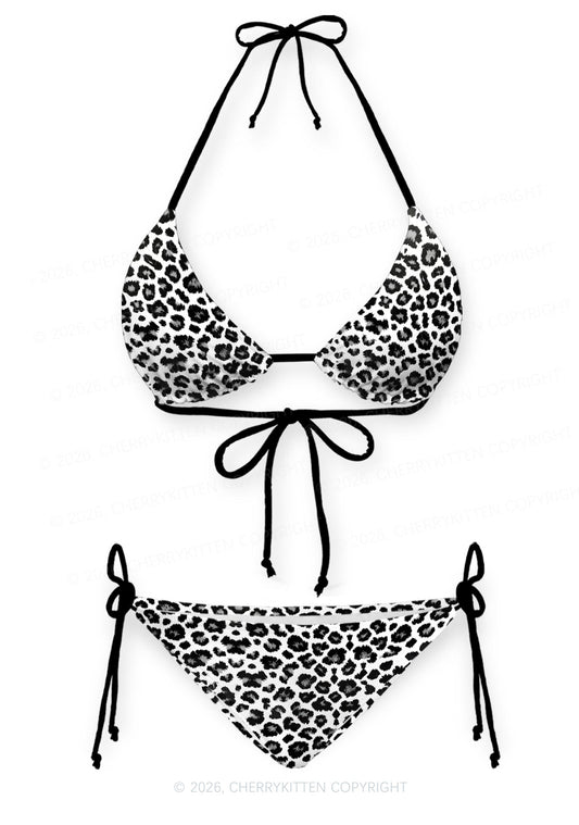 Black White Leopard Y2K Print Bikini Set Cherrykitten