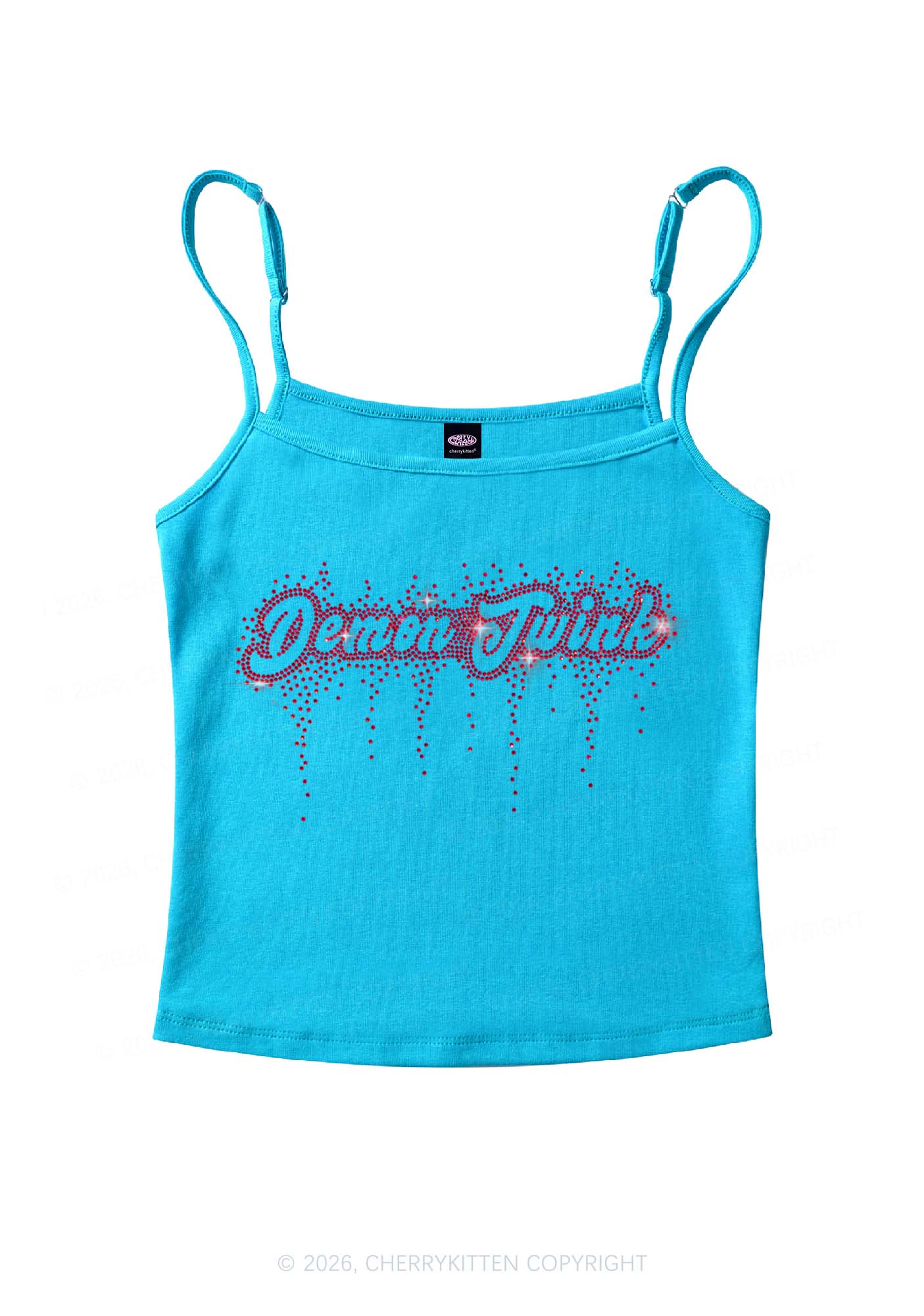 Rhinestone Demon Twink Pride Y2K Spaghetti Strap Cami Cherrykitten