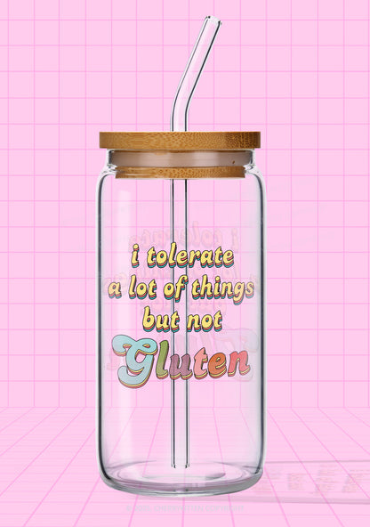 Tolerate Gluten Y2K Printed Glass Cup Cherrykitten