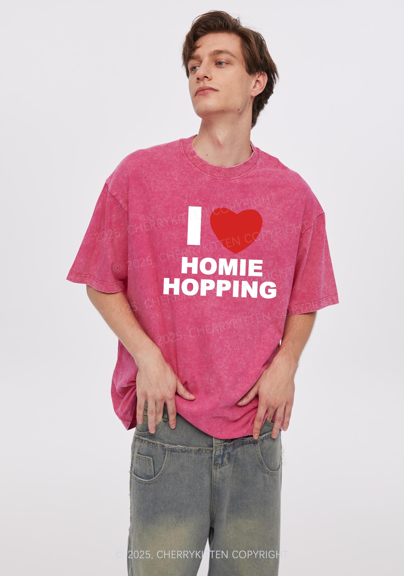 I Love Homie Hopping Y2K Shirts Washed Tee Cherrykitten