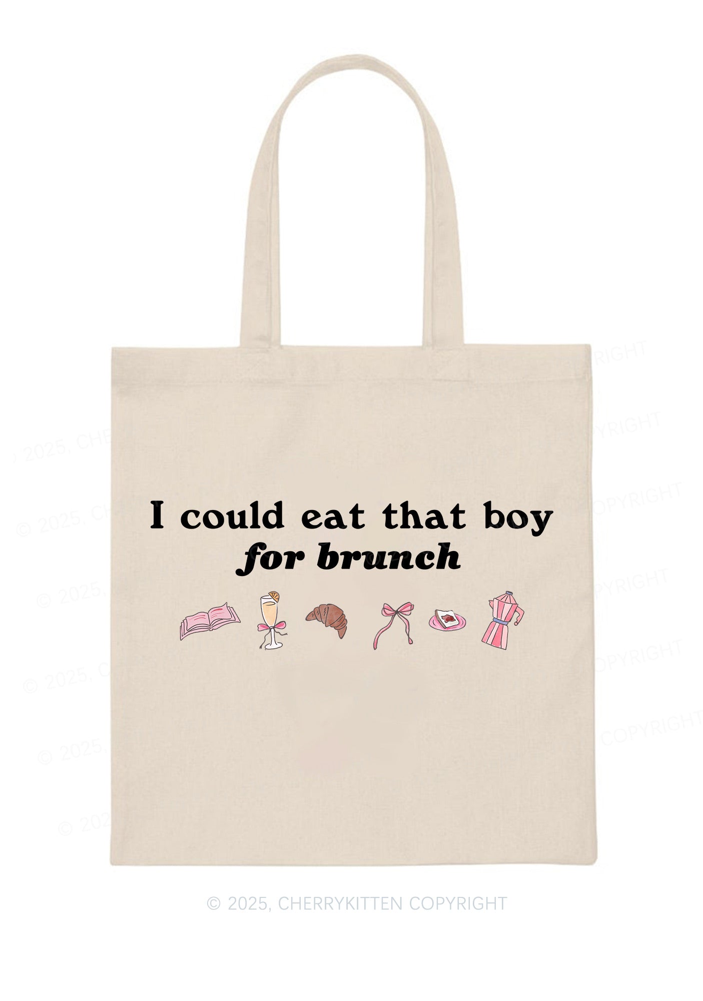 Eat Boy For Brunch Y2K Canvas Tote Bag Cherrykitten