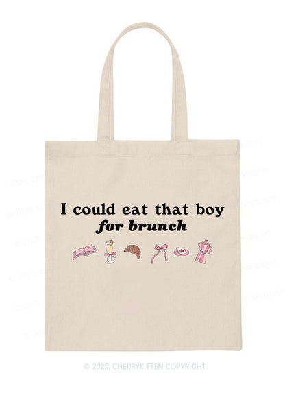 Eat Boy For Brunch Y2K Canvas Tote Bag Cherrykitten