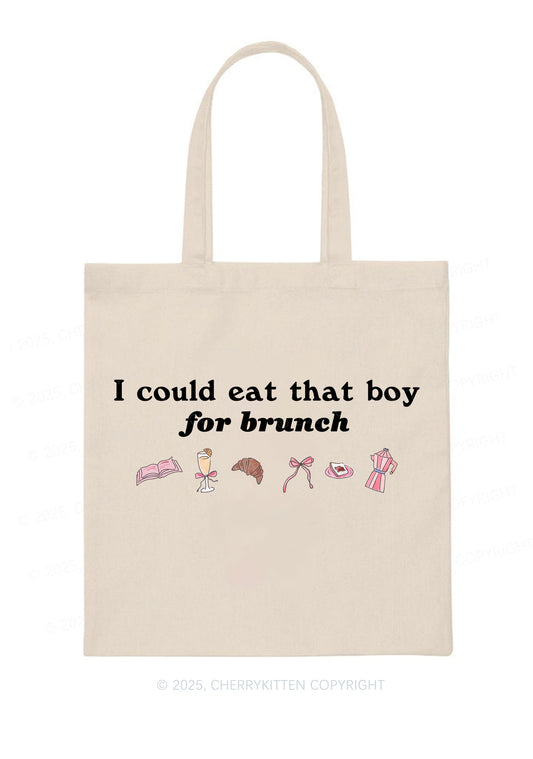 Eat Boy For Brunch Y2K Canvas Tote Bag Cherrykitten