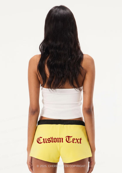 Custom Text Glitter Y2K Drawstring Mini Shorts Cherrykitten
