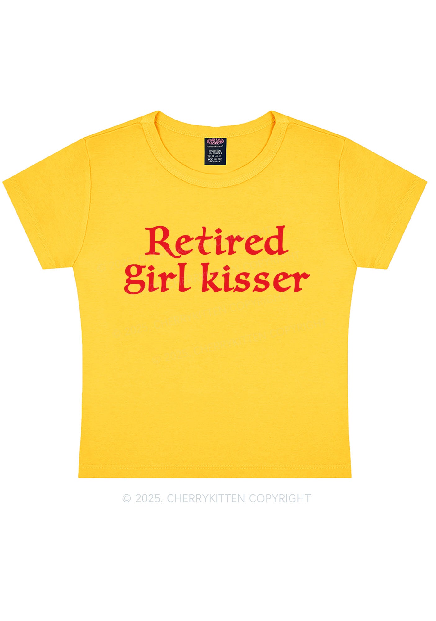 Retired Girl Kisser Pride Y2K Baby Tee Cherrykitten