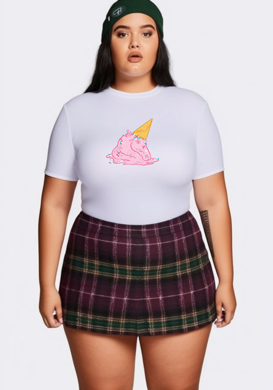 Curvy Pink Ice Cream Horse Baby Tee