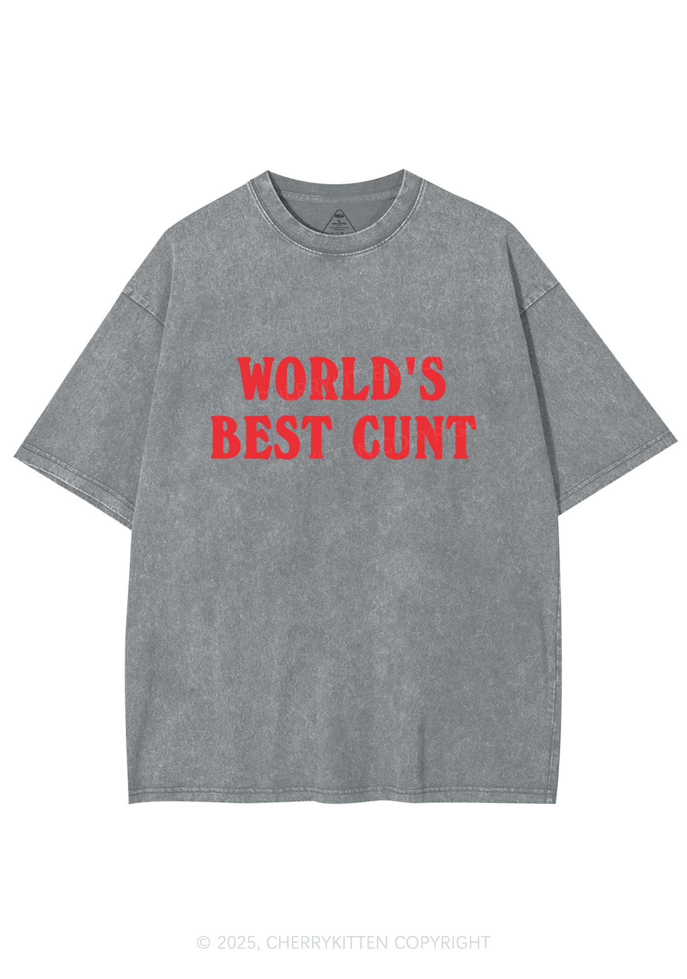 Worlds Best Cxxt Y2K Washed Tee Cherrykitten