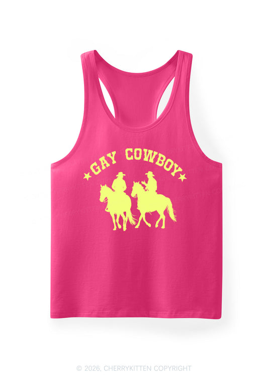 Gay Cowboy Pride Y2K Men Racerback Tank Top Cherrykitten