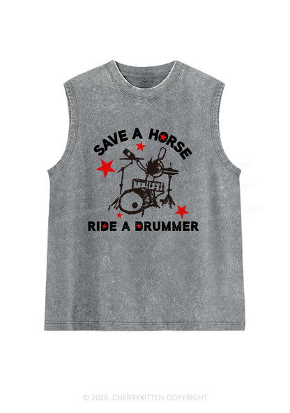 Save Horse Ride Drummer Y2K Washed Muscle Tank Cherrykitten