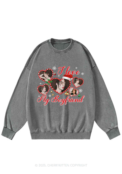 Custom Christmas I Love My GF Y2K Washed Sweatshirts Cherrykitten