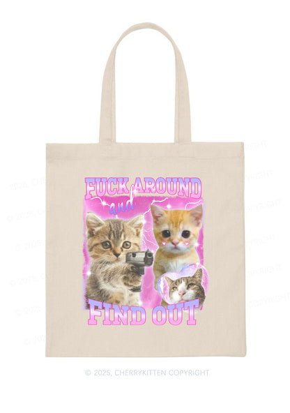 Fxxk Around Cats Y2K Canvas Tote Bag Cherrykitten