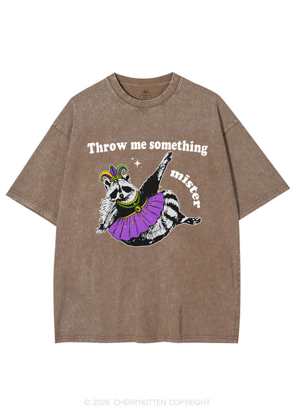Throw Me Something Mister Raccoon Y2K Shirts Washed Tee Cherrykitten
