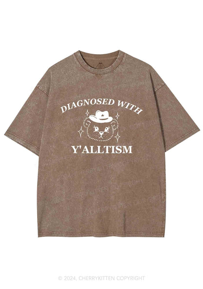 Diagnosed With Y'alltism Y2K Washed Tee Cherrykitten