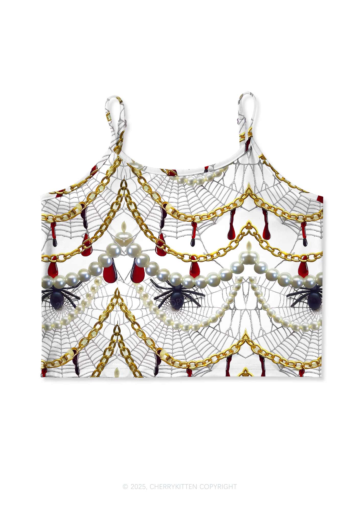 Jewelry Spider Web Y2K Print Cami Crop Top Cherrykitten