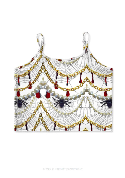 Jewelry Spider Web Y2K Print Cami Crop Top Cherrykitten