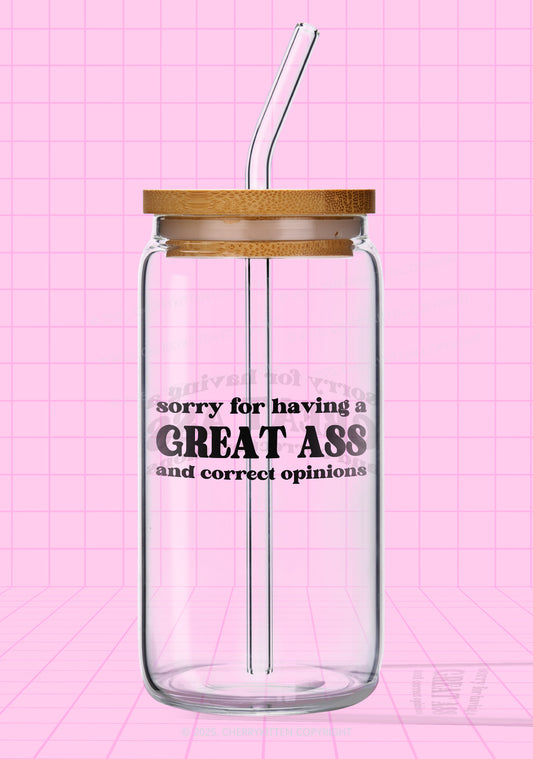 Sorry For Having Great Axx Y2K Printed Glass Cup Cherrykitten