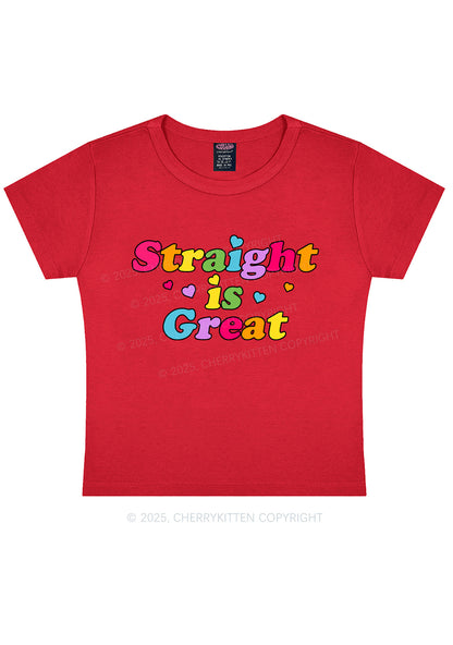 Straight Is Great Pride Y2K Baby Tee Cherrykitten