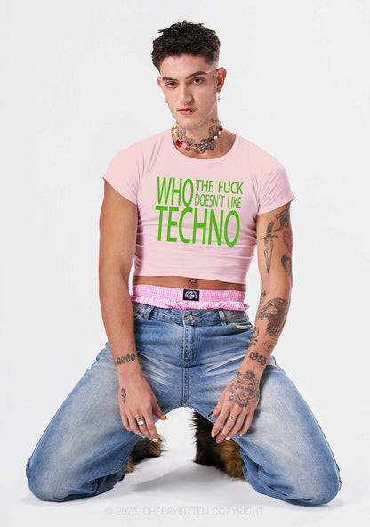Who Doesnt Like Techno Y2K Baby Tee Cherrykitten
