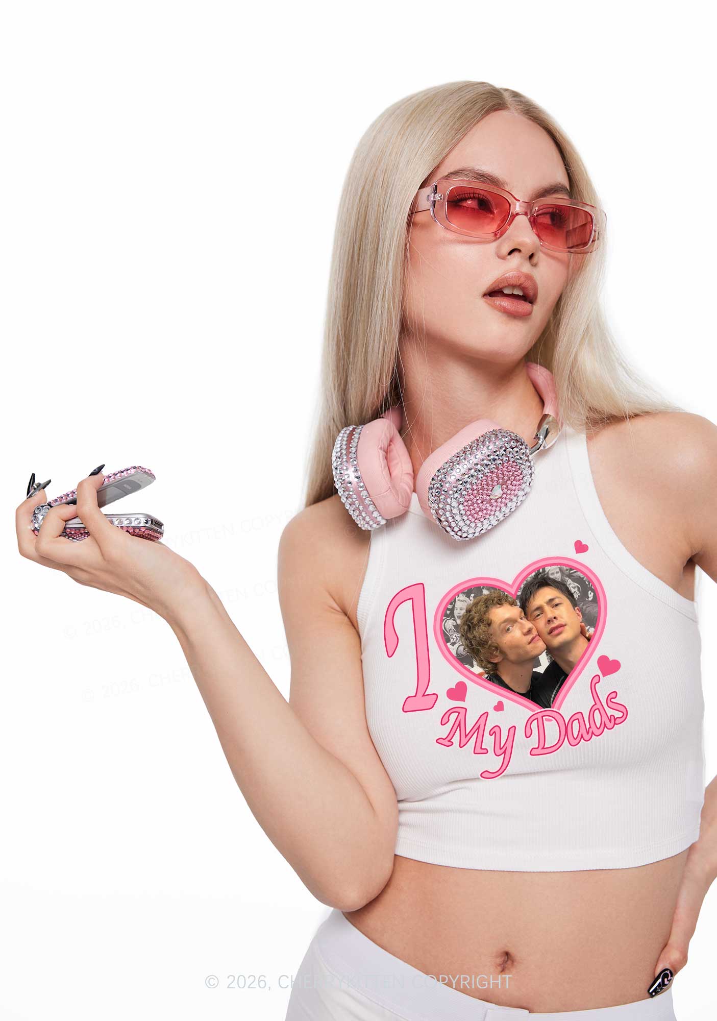 I Love My Dads HR Y2K Crop Tank Top Cherrykitten