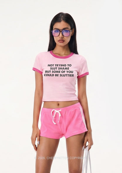 Not Trying To Slxt Shame Y2K Ringer Tee Cherrykitten