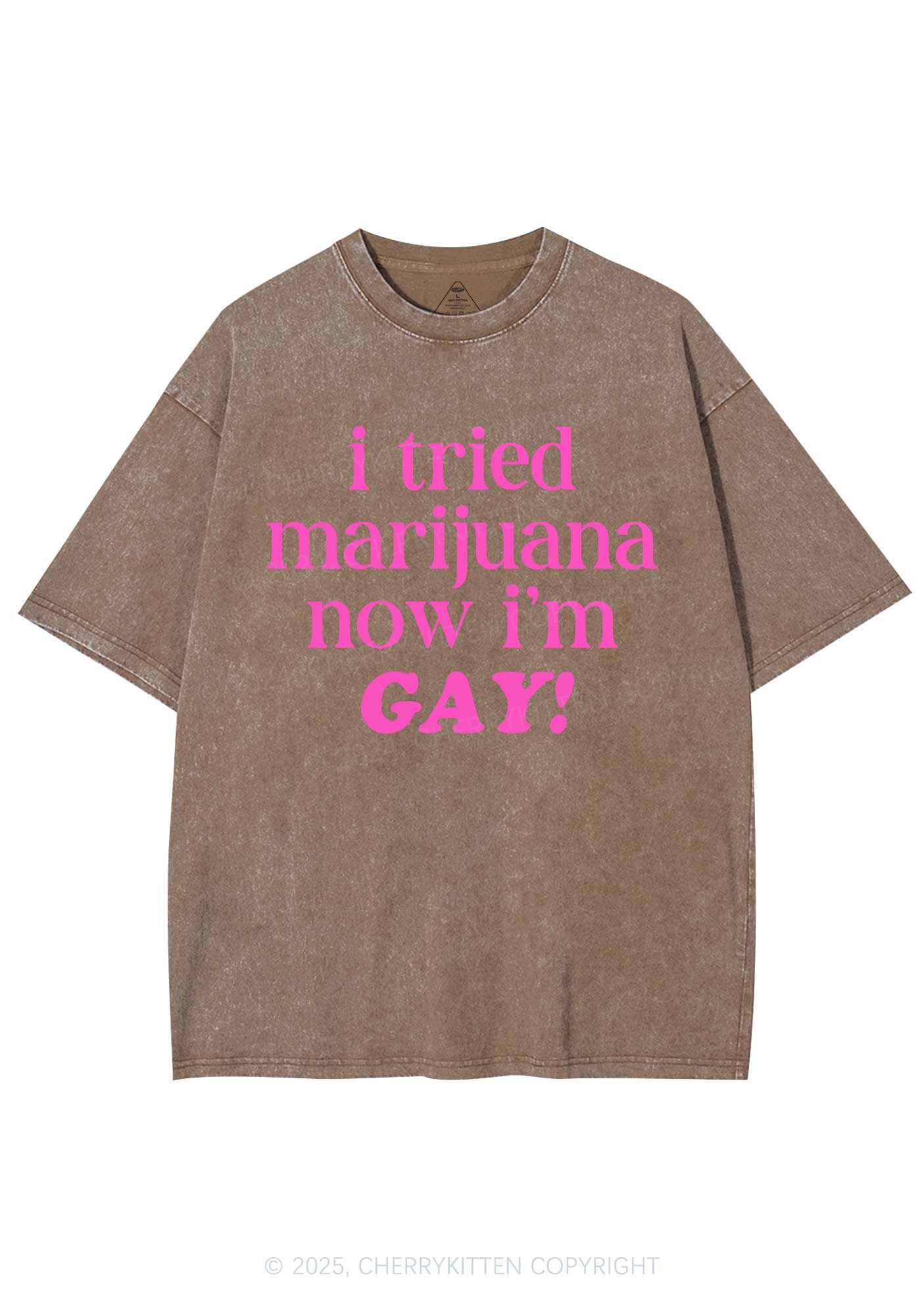 Now Im Gay Y2K Shirts Washed Tee Cherrykitten