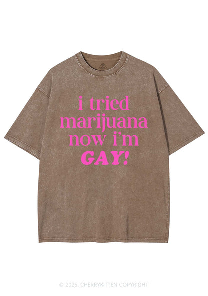 Now Im Gay Y2K Shirts Washed Tee Cherrykitten