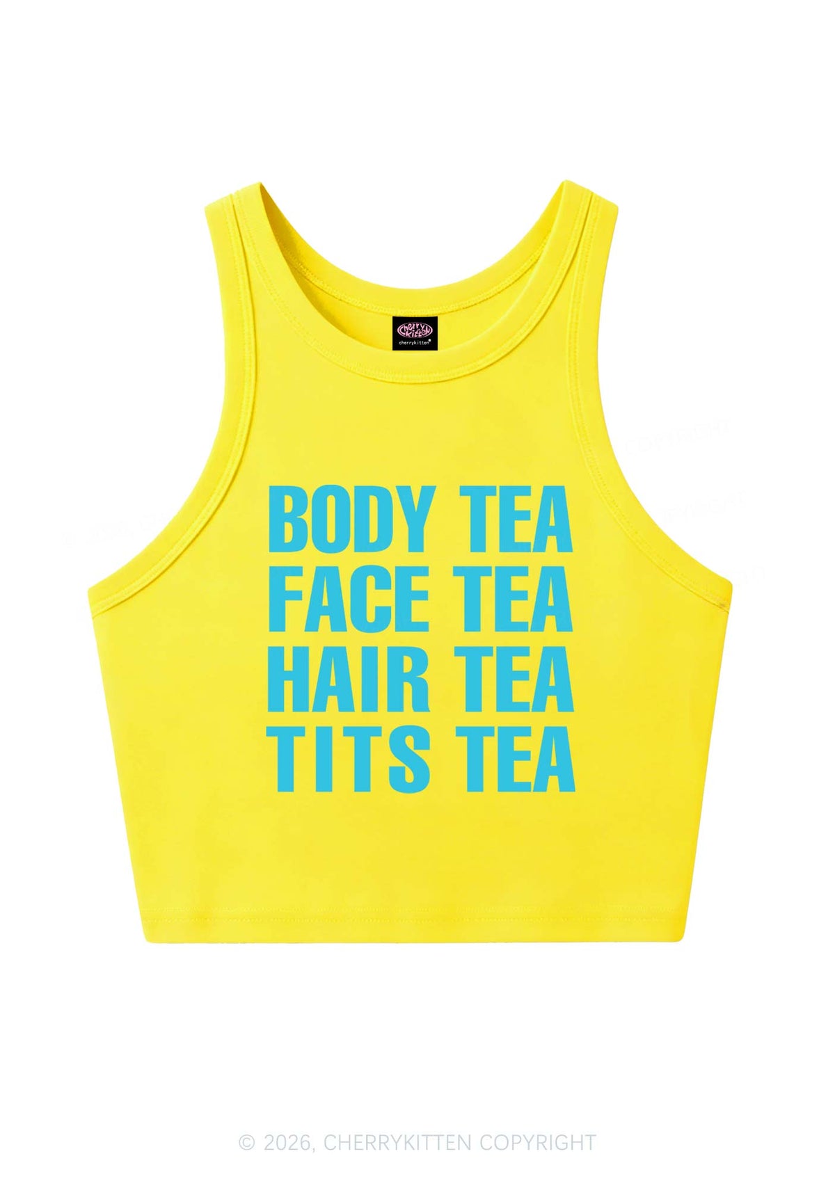 Body Face Hair Txts Tea Y2K Crop Tank Top Cherrykitten