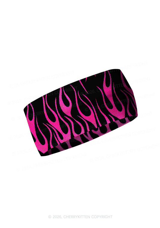 Hot Pink Flame Y2K Print Headband Cherrykitten