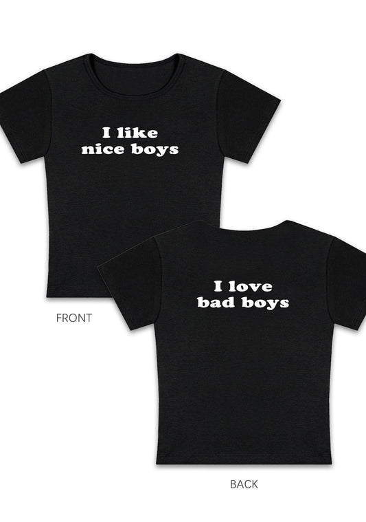 Nice&Bad Boys Two Sides Y2K Baby Tee